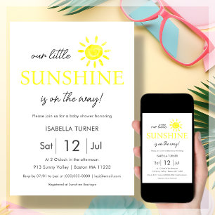Yellow Sunshine Summer Baby shower Invitation Kaart