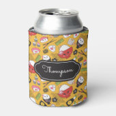 Yellow Sushi Pattern Kawaii Blikjeskoeler (Blikje Voorkant)