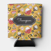 Yellow Sushi Pattern Kawaii Blikjeskoeler (Voorkant)