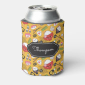 Yellow Sushi Pattern Kawaii Blikjeskoeler (Blikje Achterkant)