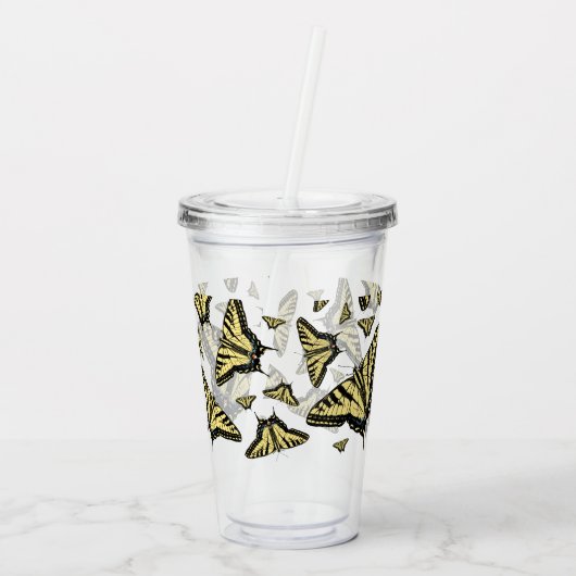 Yellow Swallowtail Butterflies Acryl Drinkbeker (Achterkant)
