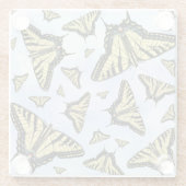 Yellow Swallowtail Butterflies Blue Sky Custom Glazen Onderzetter (Achterkant)