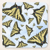 Yellow Swallowtail Butterflies Blue Sky Custom Kartonnen Onderzetters (Voorkant)