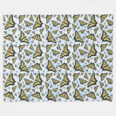 Yellow Swallowtail Butterflies Blue Sky Large Fleece Deken (Voorkant (Horizontaal))