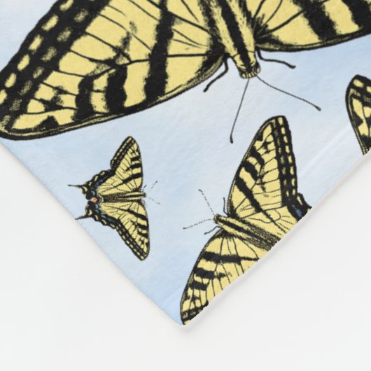Yellow Swallowtail Butterflies Blue Sky Large Fleece Deken (Hoek)
