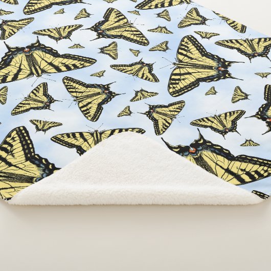Yellow Swallowtail Butterflies Blue Sky Small Sherpa Deken (3/4)