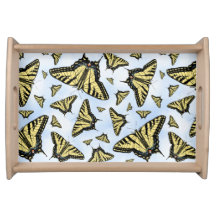 Yellow Swallowtail Butterflies on Blue Sky Pattern