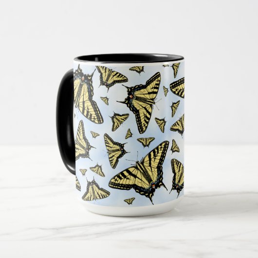 Yellow Swallowtail Butterflies on Blue Sky Pattern Mok (Voorkant links)