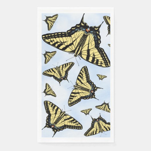 Yellow Swallowtail Butterflies Pattern on Blue Sky Servet (Voorkant)