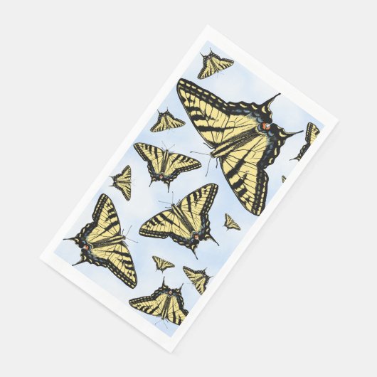 Yellow Swallowtail Butterflies Pattern on Blue Sky Servet (Hoek)
