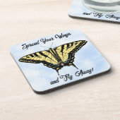 Yellow Swallowtail Butterfly Blue Sky Personalized Bier Onderzetter (Linkerzijde)