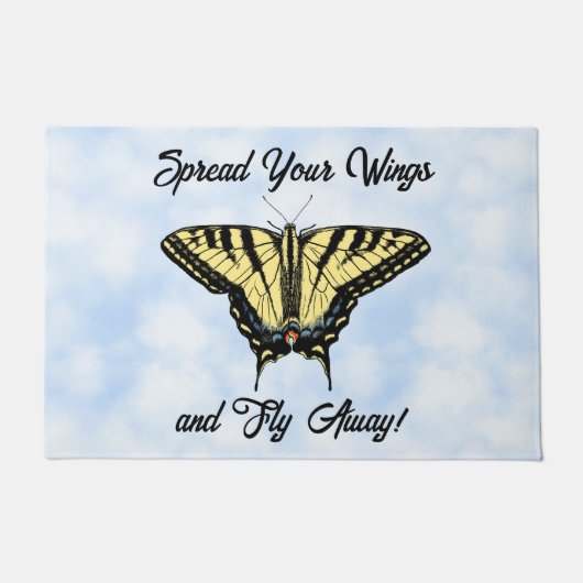 Yellow Swallowtail Butterfly Blue Sky Personalized Deurmat (Voorkant)