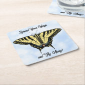 Yellow Swallowtail Butterfly Blue Sky Personalized Kartonnen Onderzetters (Schuin)