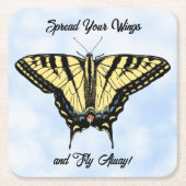 Yellow Swallowtail Butterfly Blue Sky Personalized Kartonnen Onderzetters (Voorkant)