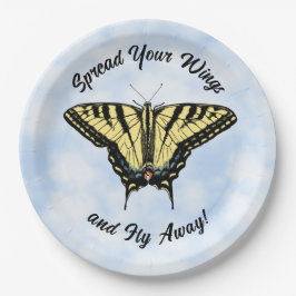 Yellow Swallowtail Butterfly Blue Sky Personalized Papieren Bordje