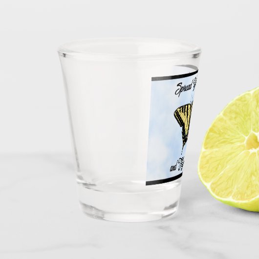 Yellow Swallowtail Butterfly Blue Sky Personalized Shot Glas (Links)
