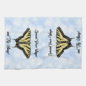 Yellow Swallowtail Butterfly Blue Sky Personalized Theedoek (Horizontaal)