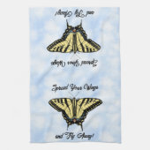 Yellow Swallowtail Butterfly Blue Sky Personalized Theedoek (Verticaal)
