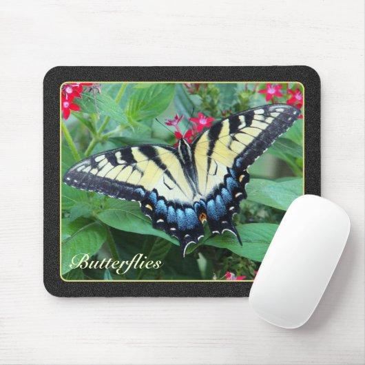 Yellow Swallowtail Butterfly Mousepad Muismat (Met muis)