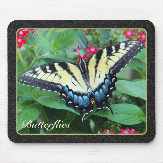 Yellow Swallowtail Butterfly Mousepad Muismat (Voorkant)