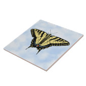 Yellow Swallowtail Butterfly on Blue Sky Custom Tegeltje (Zijkant)