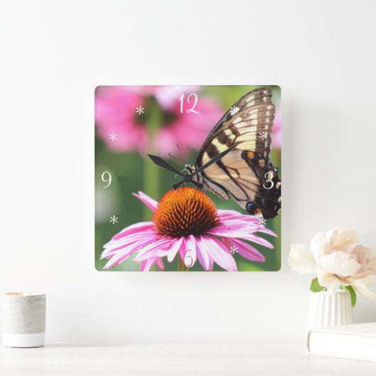 Yellow Swallowtail Butterfly Wall klok (Huis)