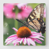 Yellow Swallowtail Butterfly Wall klok (Voorkant)