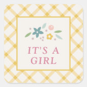 Yellow Sweet Floral Baby Girl Envelope Seal Label (Voorkant)