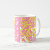 Yellow Swirl-Planten Koffiemok (Voorkant rechts)