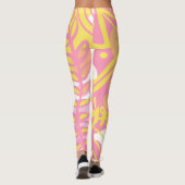 Yellow Swirl-Planten Leggings (Achterkant)