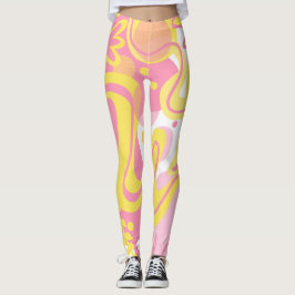 Yellow Swirl-Planten Leggings