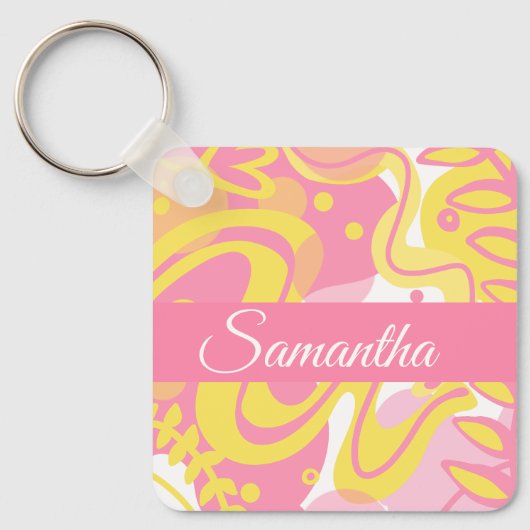 Yellow Swirl-Planten Sleutelhanger (Voorkant)