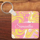 Yellow Swirl-Planten Sleutelhanger (Voorkant)