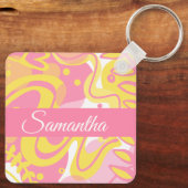 Yellow Swirl-Planten Sleutelhanger (Achterkant)