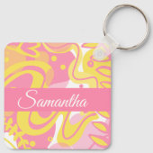 Yellow Swirl-Planten Sleutelhanger (Achterkant)