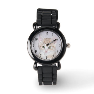 Yellow Tabby Cat Painting - Schattigee originele k Horloge