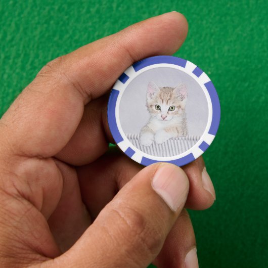 Yellow Tabby Cat Painting - Schattigee originele k Poker Chips (Hand)