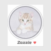 Yellow Tabby Cat Painting - Schattigee originele k Sticker (Vel)
