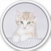 Yellow Tabby Cat Painting - Schattigee originele k Sticker (Voorkant)