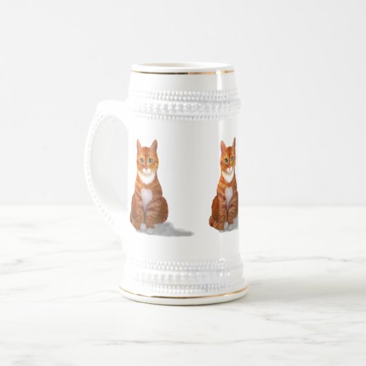 Yellow Tabby Cat Stein Bierpul (Voorkant links)
