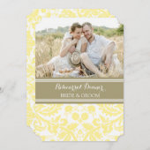 Yellow Tan Damask foto repesial Dinner Party Kaart (Voorkant / Achterkant)