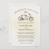 Yellow Tandem Bicycle Wedding Invitation Kaart (Voorkant / Achterkant)