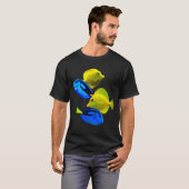 Yellow Tang Blue Tang Zoutwater Reef Fish Art T-shirt (Voorkant volledig)