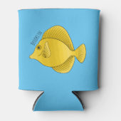 Yellow tang fish cartoon illustration blikjeskoeler (Voorkant)