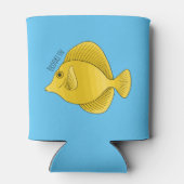 Yellow tang fish cartoon illustration blikjeskoeler (Achterkant)