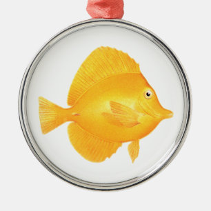 Yellow Tang Fish Metalen Ornament
