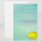 Yellow Tang Tropical Fish Sinaasappel gevoerd Briefpapier (Voorkant / Achterkant)