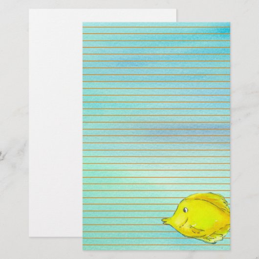 Yellow Tang Tropical Fish Sinaasappel gevoerd Briefpapier (Voorkant / Achterkant)