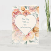 Yellow, Tangerine and Cream Roses Anniversary Card Feestdagen Kaart (Voorkant)