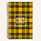 Yellow Tartan Notebook Custom Logo Plaid Pattern Notitieboek (Voorkant)